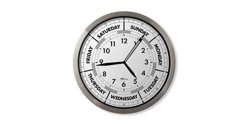DayClocks Time and Day of the Week Wall Clock with Aluminum Frame | 2020